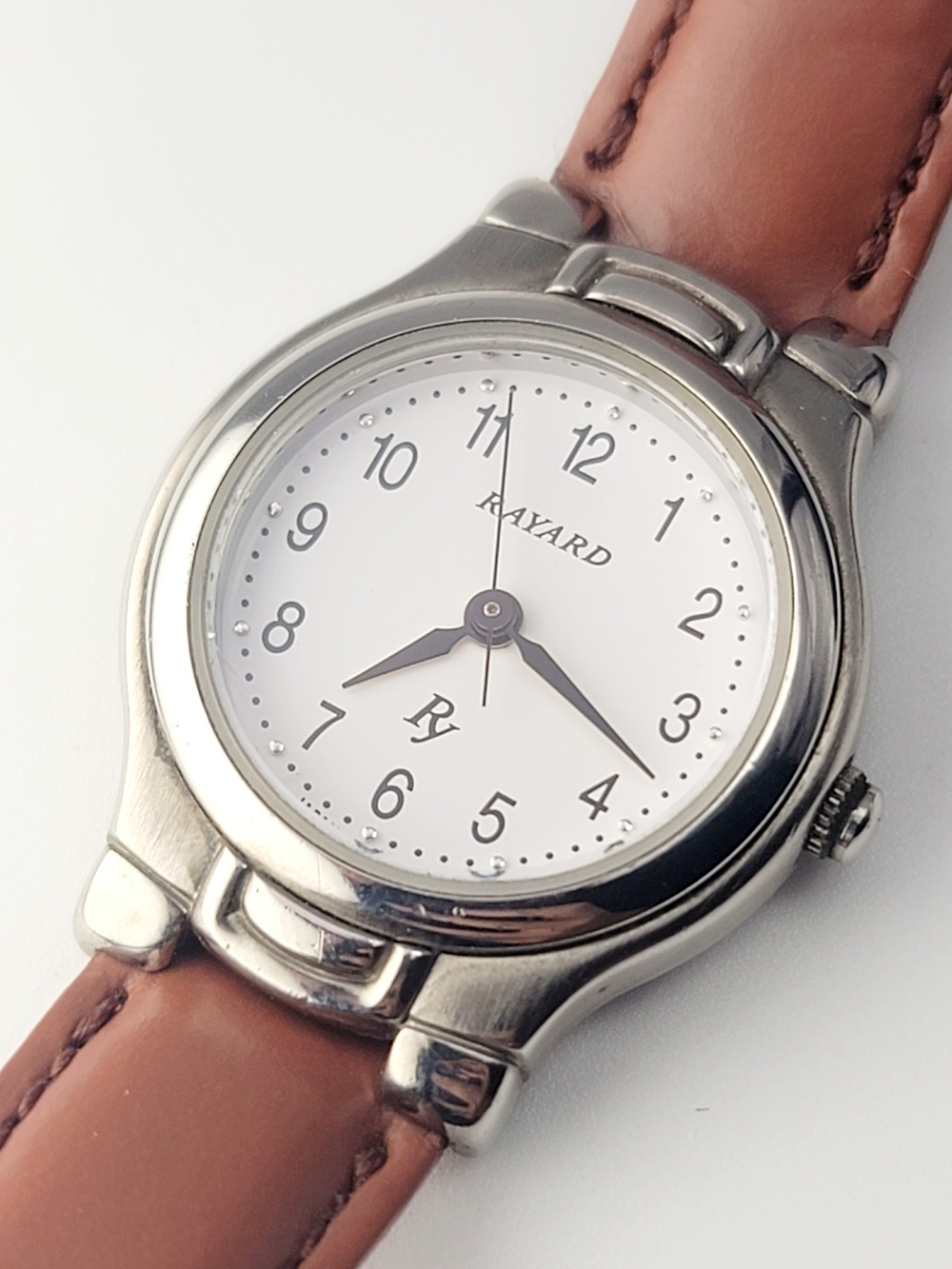 Vintage Rayard RY108 WM774 Women's Watch Japanese Quartz White Dial Brown